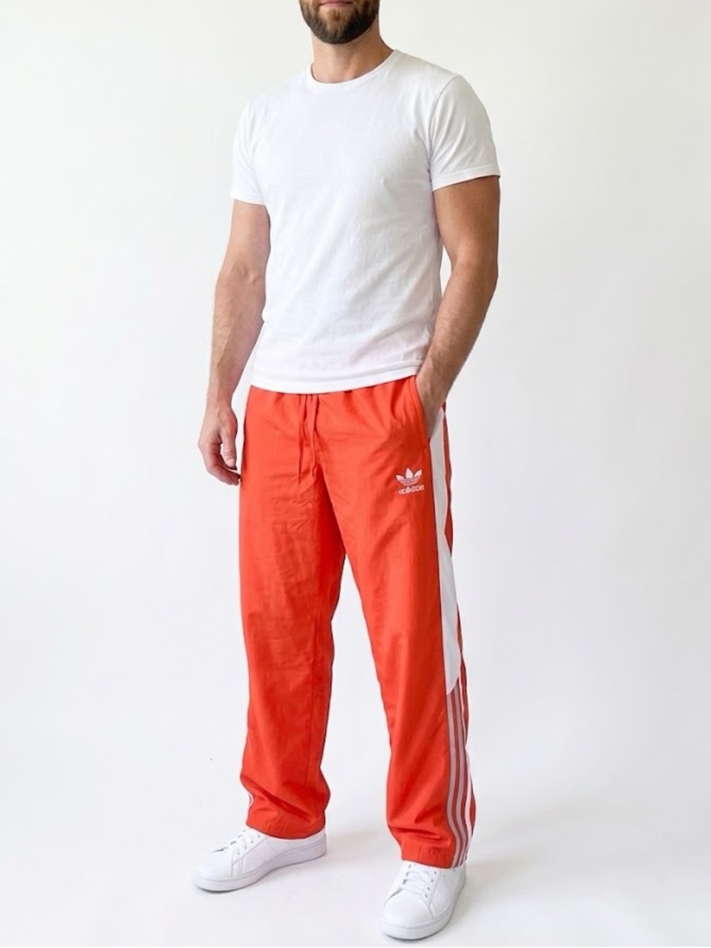 adidas 3-Stripe Y2K Vintage Men’s Track Pants Bottom Side Zippers Orange Size XL